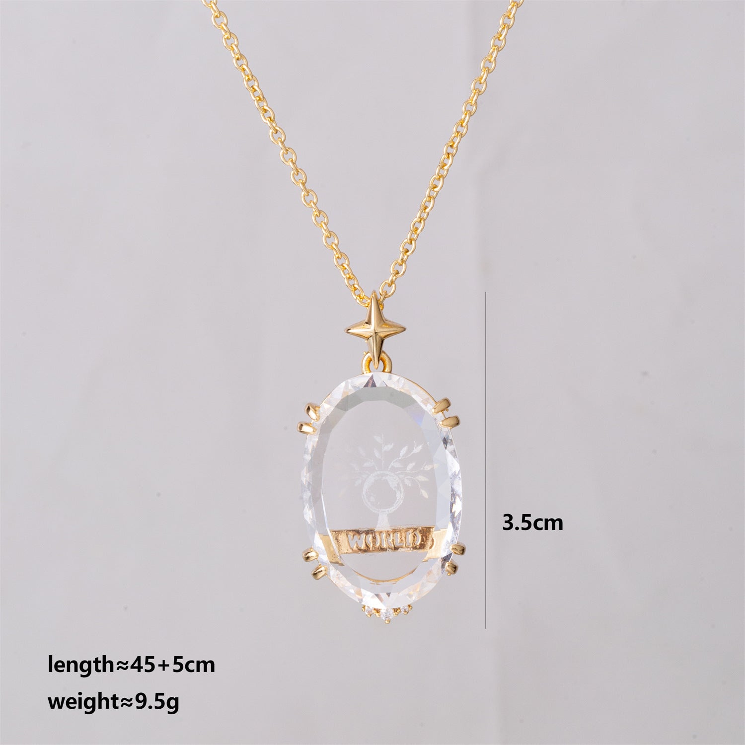 Fashionable Transparent Crystal Pattern Tarot Card Necklace