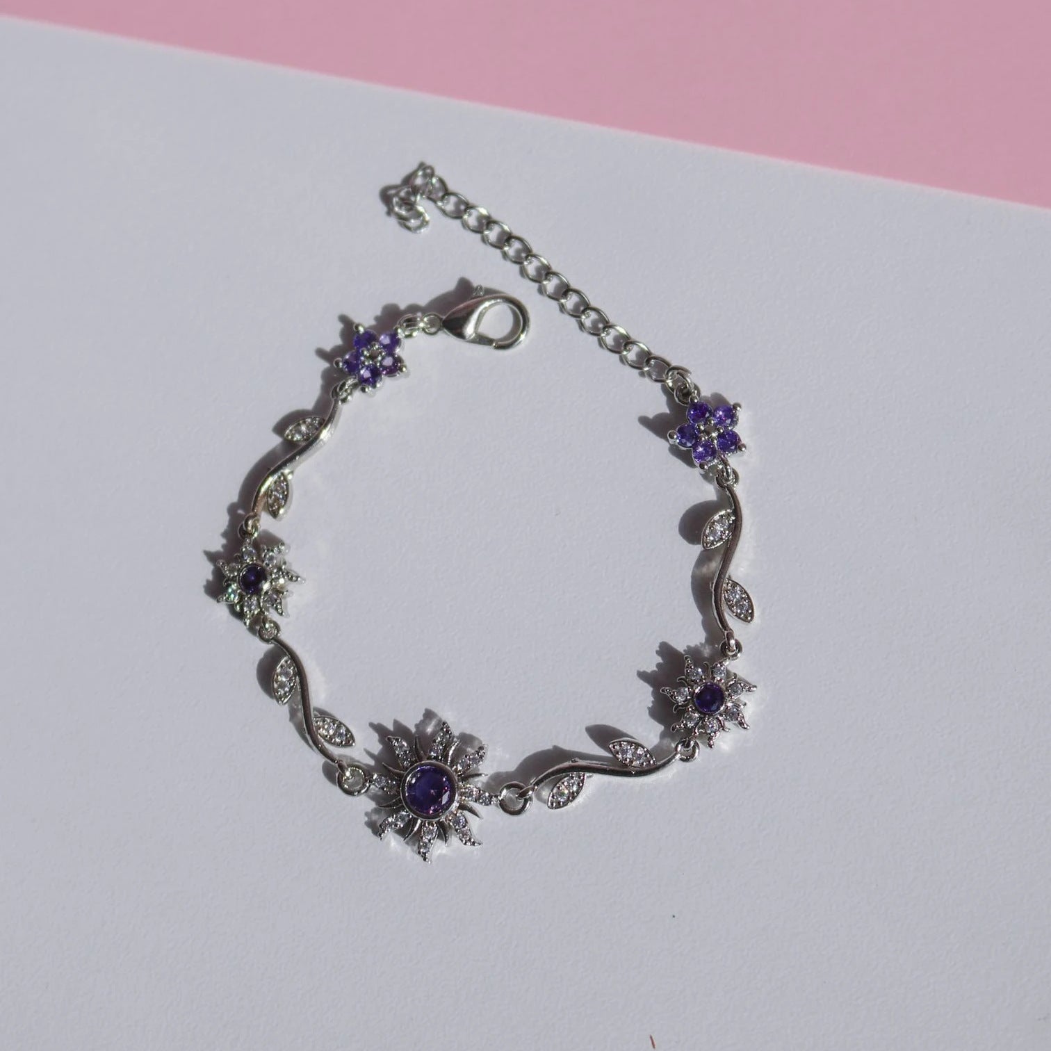 Fresh And Sweet Floral Purple Sunflower Princess-style Niche Bracelet For Women