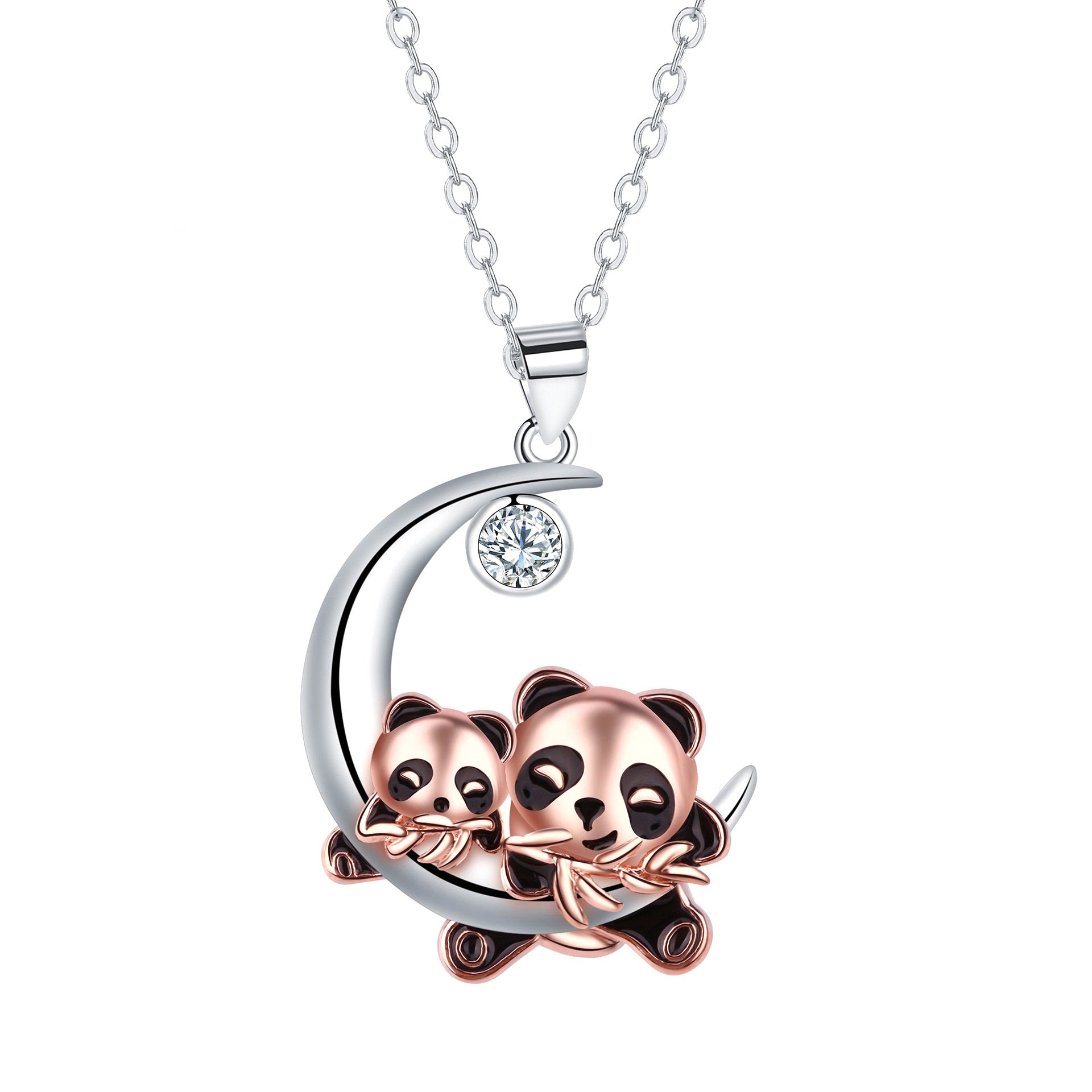 Cute Rose Gold Giant Panda Necklace