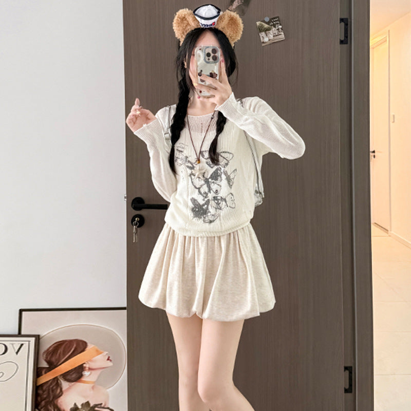 Glutinous Rice Bud High Waist Crimp Slimming Skirt