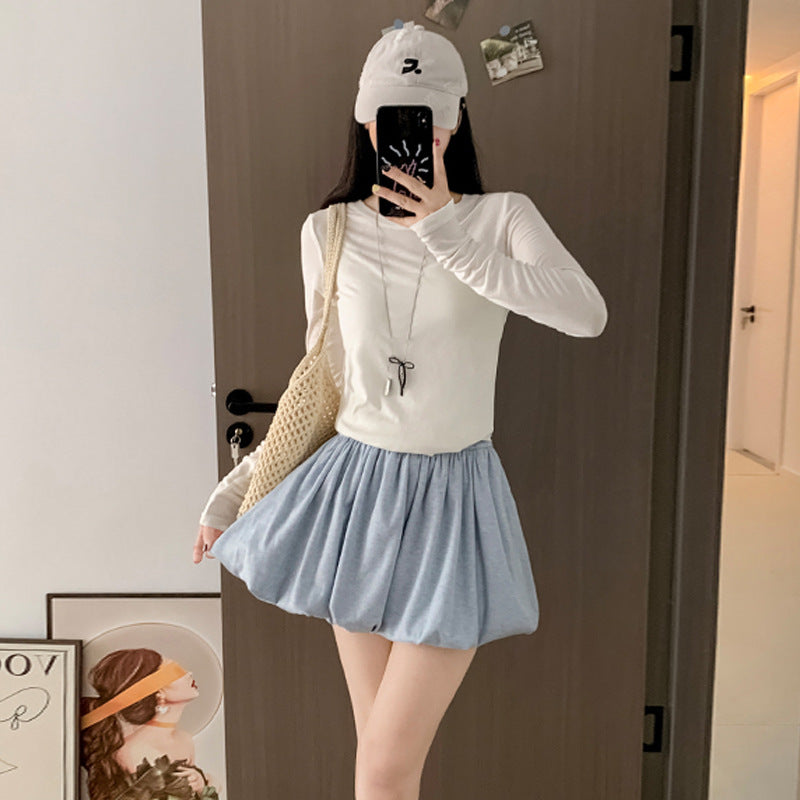 Glutinous Rice Bud High Waist Crimp Slimming Skirt