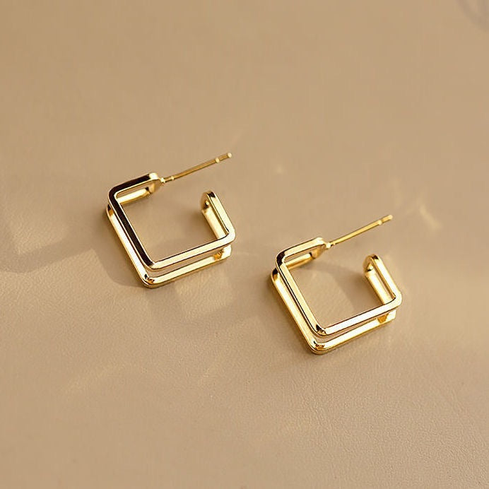 Geometric Square Hoop Earrings With An Instagrammable, Cool, Minimalist Design