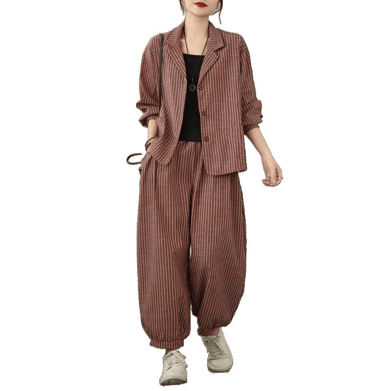 New Retro Cardigan Coat Trousers Suit For Women