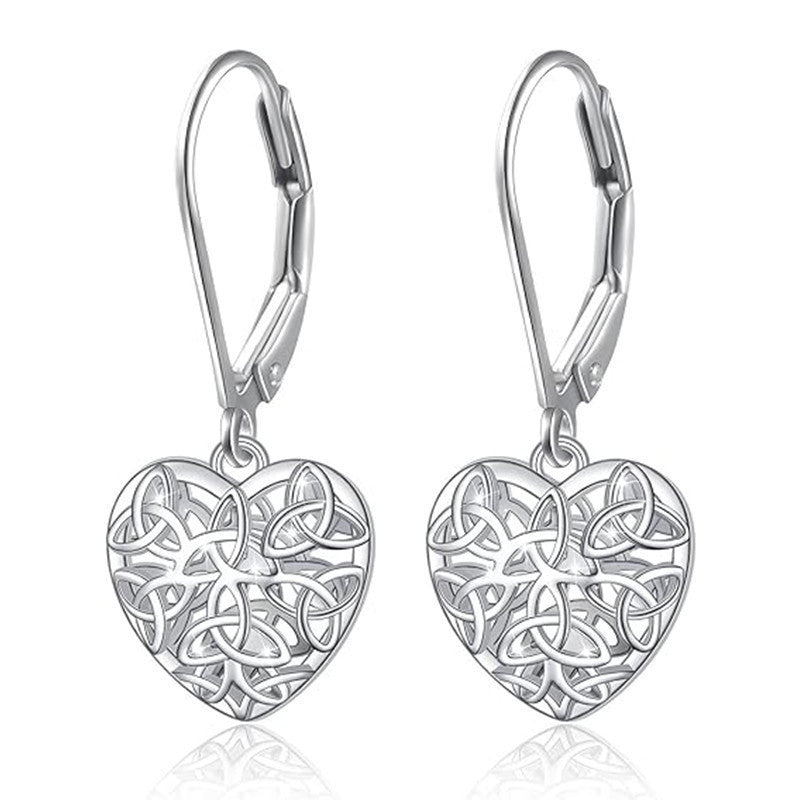 Womens Heart-Shaped Hollow-Design Earrings