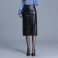 Autumn and winter PU hip hugging half body leather skirt for women