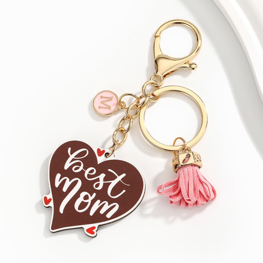 Mothers Day Letter Tassel Keychain Pendant
