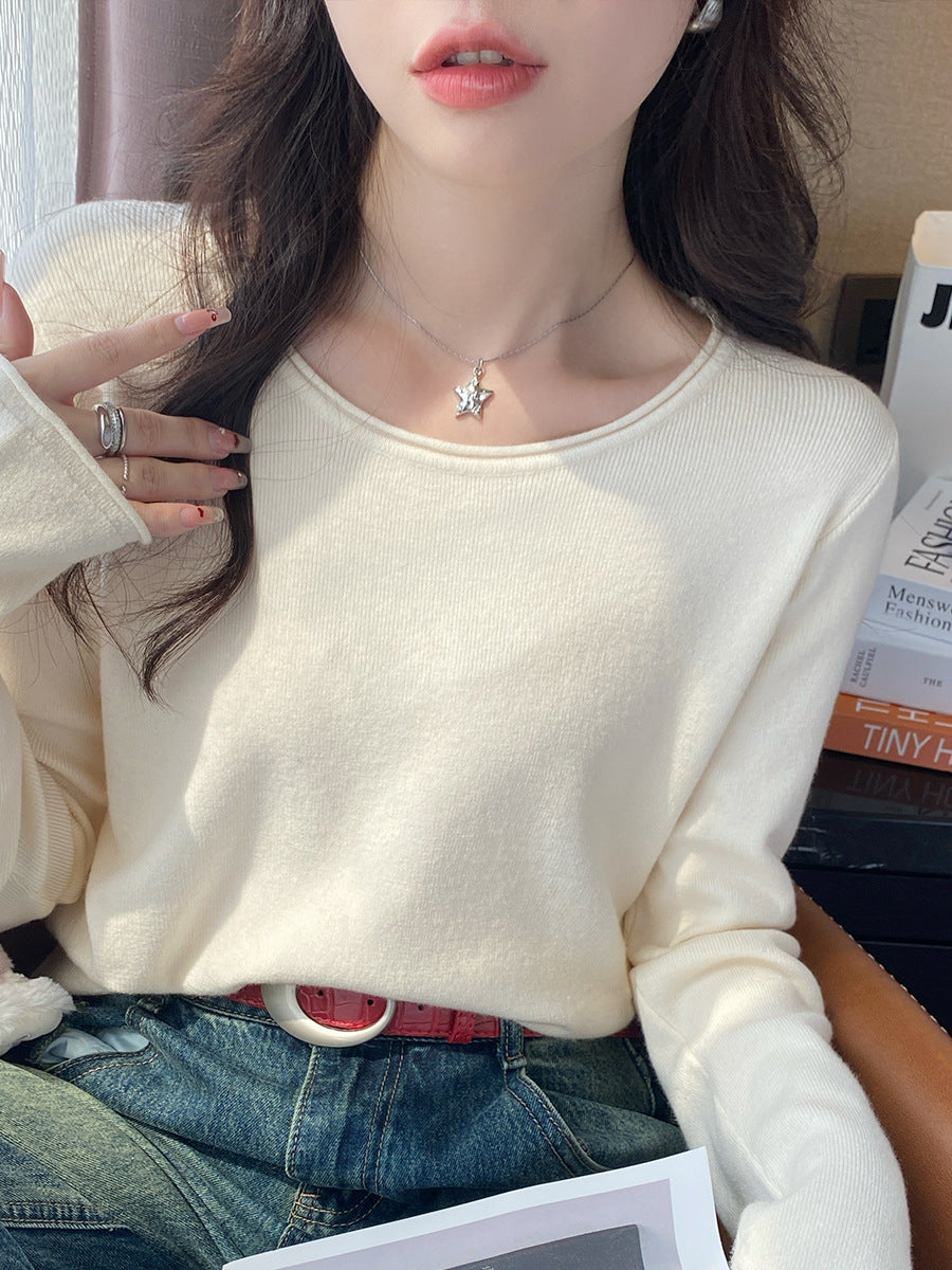Round Neck Knitted Sweater For Women