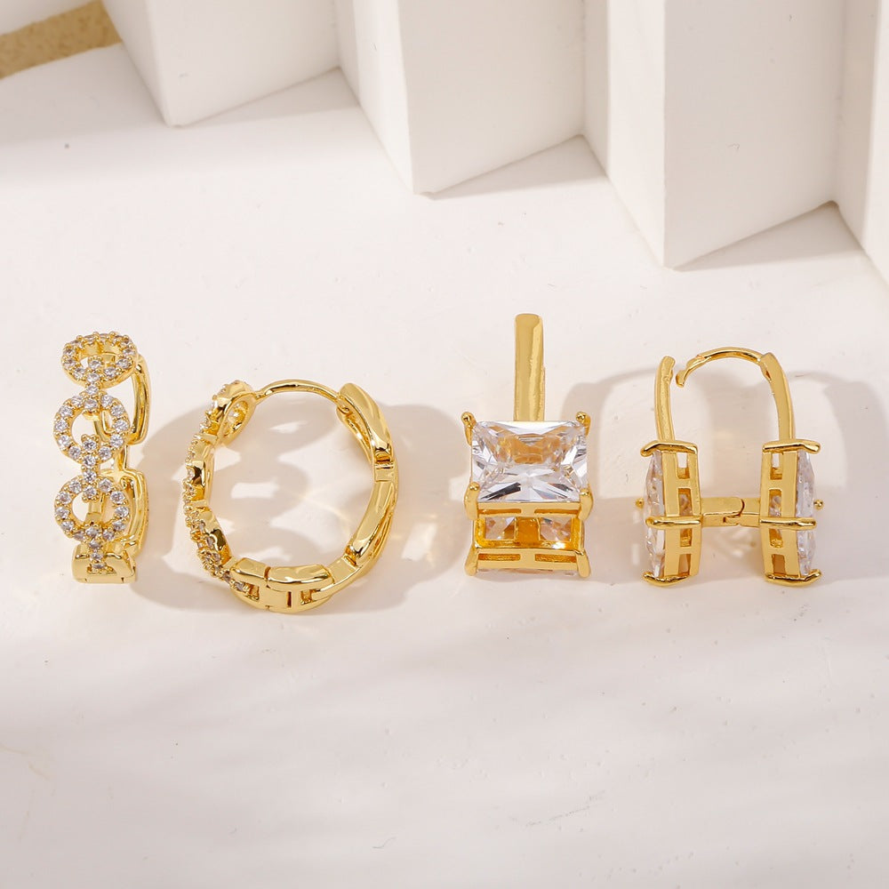 Summer Electroplated Irregularly Shaped Diamond-Studded Trendy Earrings