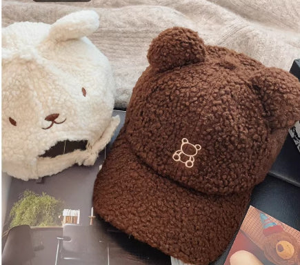 Female Versatile Teddy Bear Plush Baseball Cap