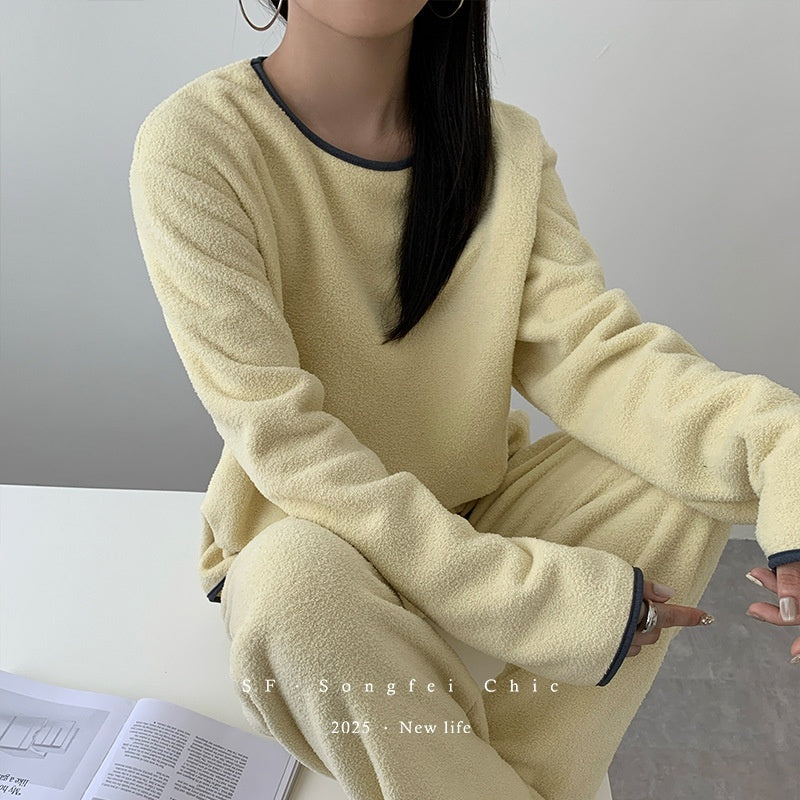 Home Wear Suit Female Cloud Can Be Worn Outside Plus Velvet Thickening