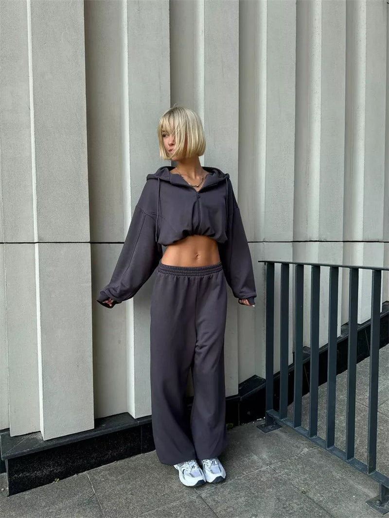 Hoodie With Drawstrings Long-sleeve Suit Women