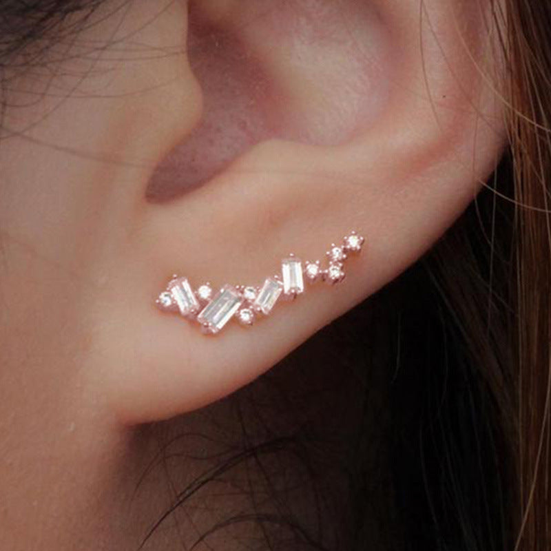 Ultra-shiny Zircon Stud Earrings For Women Korean-style Elegant Look