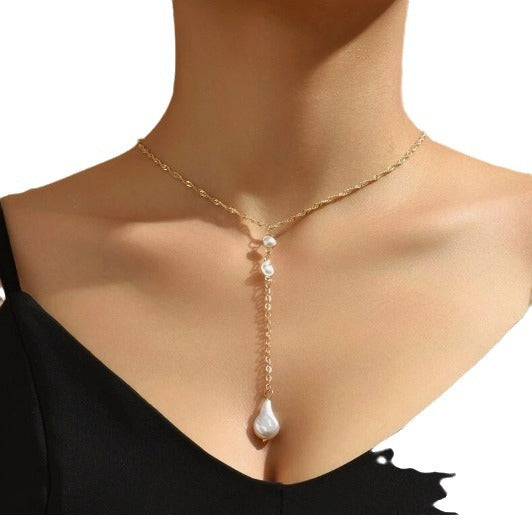 Long Chain Pearl Back Necklace For Women Instagram-worthy And Trendy