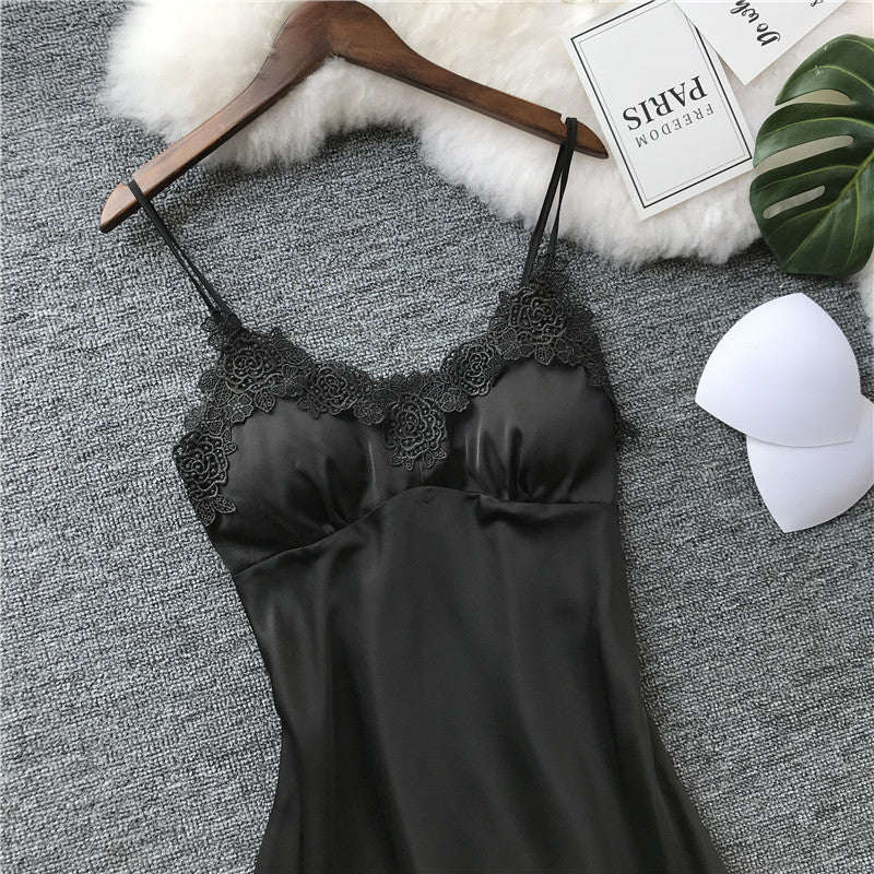 Sexy Spring And Summer Strap Nightdress Ice Silk Pajamas For Women