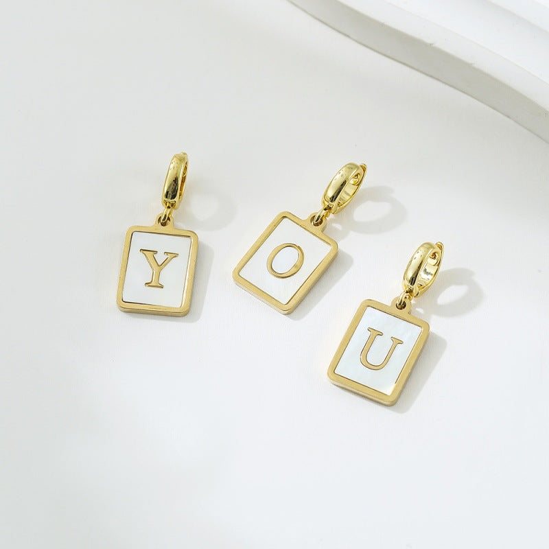 European And American Square Shell Letter Universal Clasp Pendants26 English Alphabet Jewelry Accessories