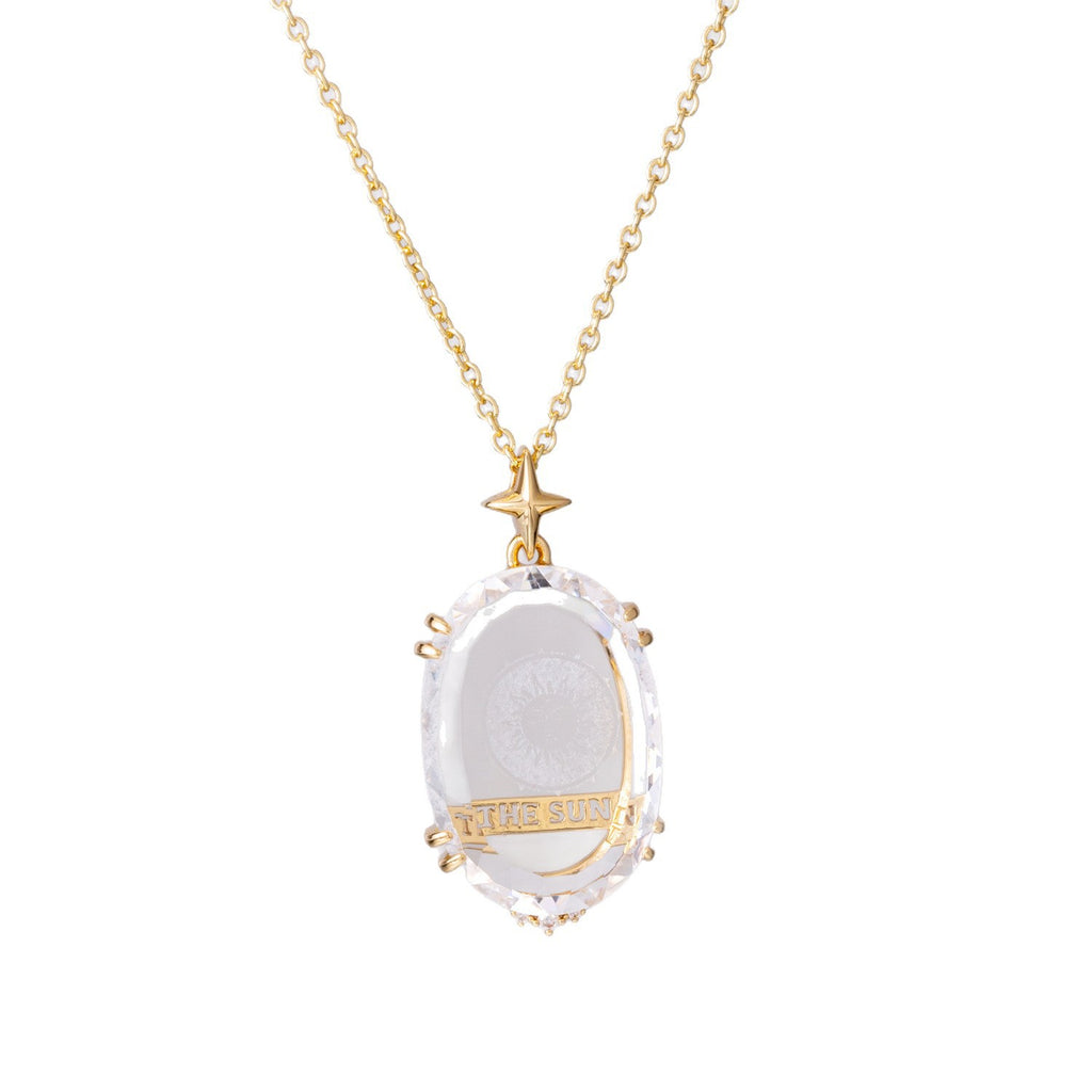 Fashionable Transparent Crystal Pattern Tarot Card Necklace