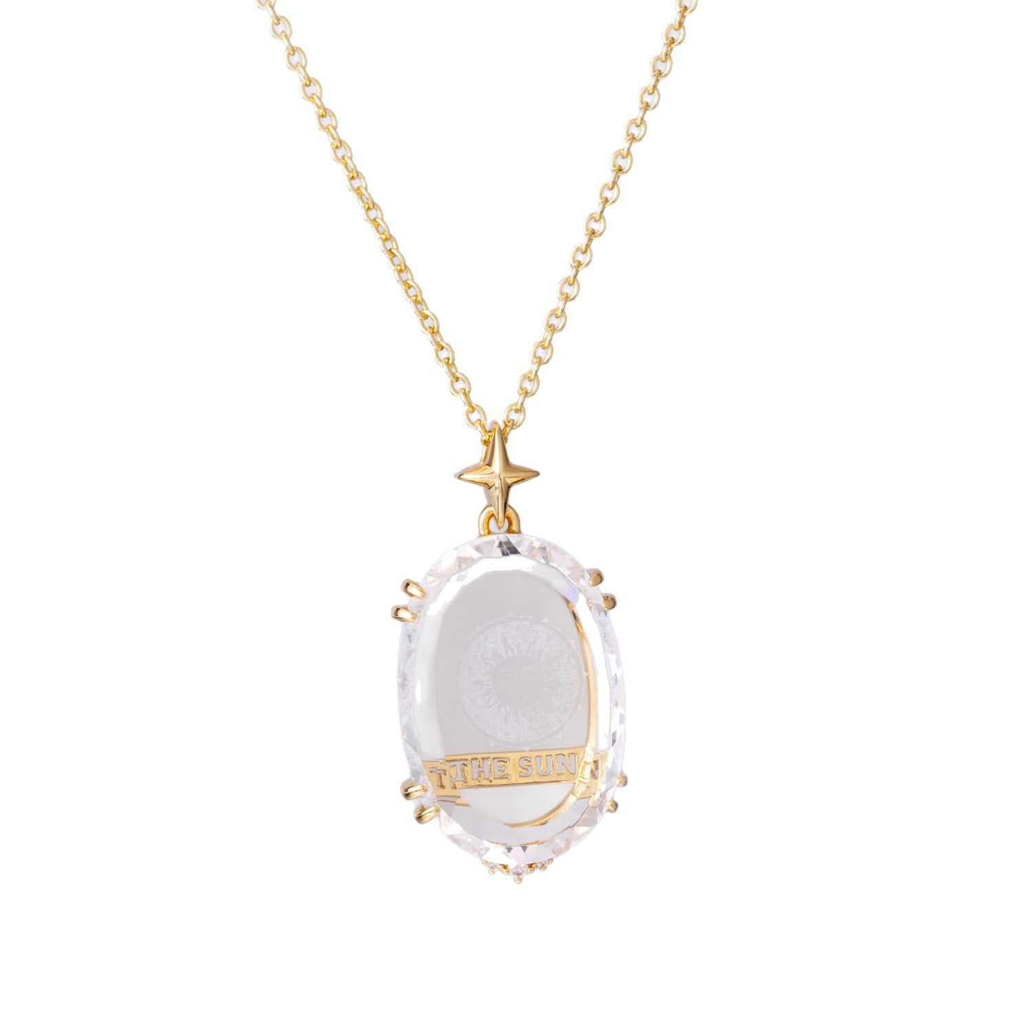 Fashionable Transparent Crystal Pattern Tarot Card Necklace