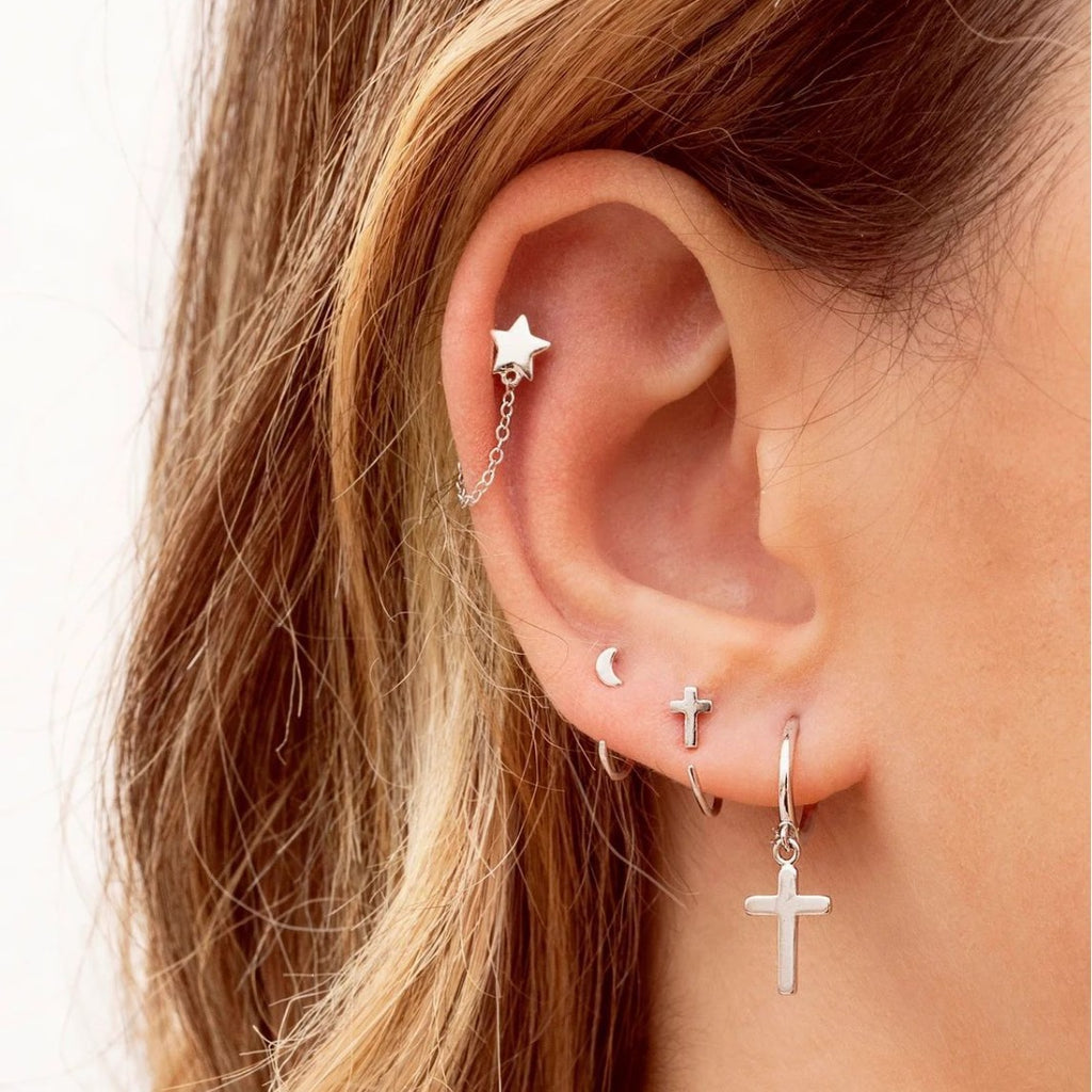 New Copper-Inlaid Zircon Stud Earring Hoop Set