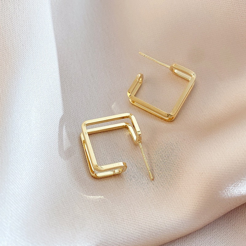 Geometric Square Hoop Earrings With An Instagrammable, Cool, Minimalist Design