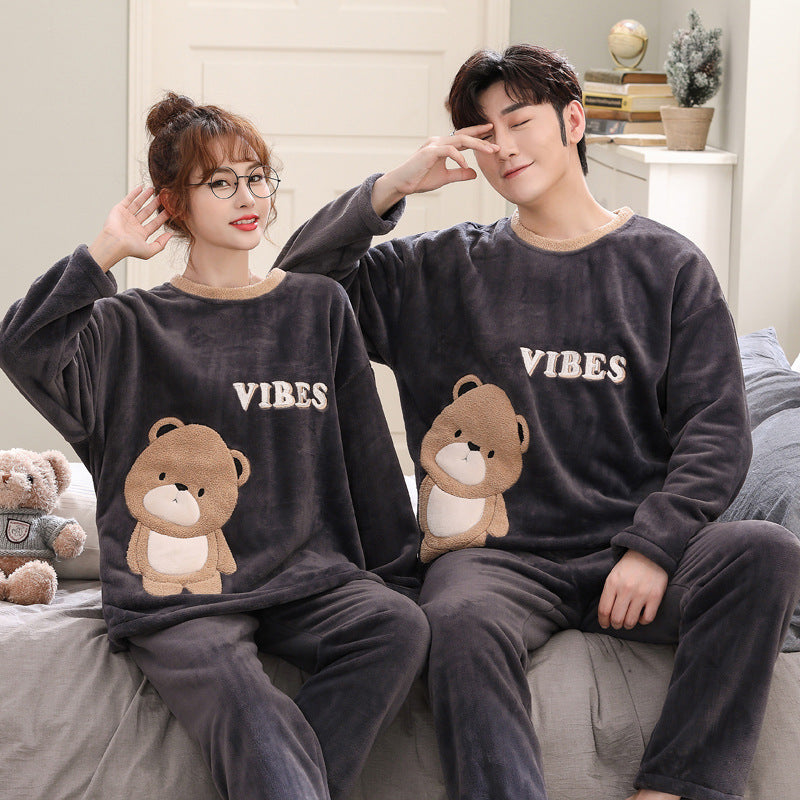 Coral Fleece Couple Plus Size Pajamas For Women