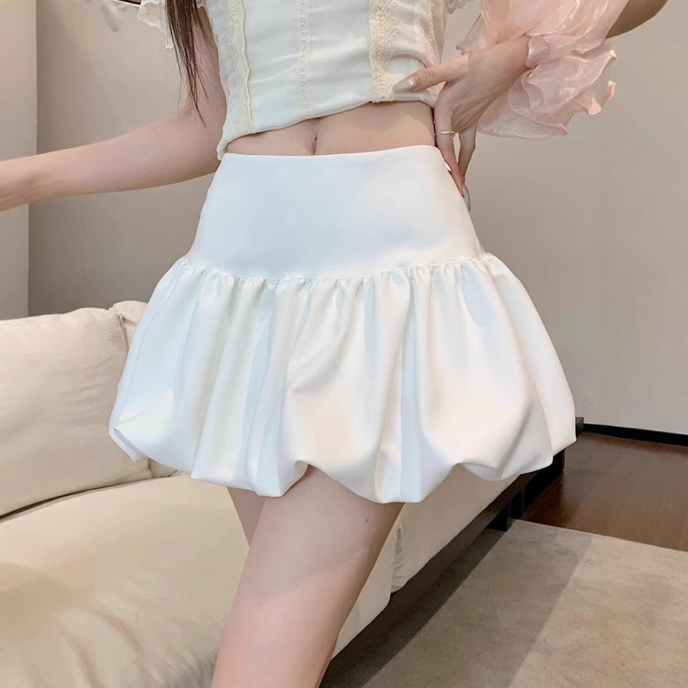 Summer Sweet Ballet Style White Bud Skirt Women