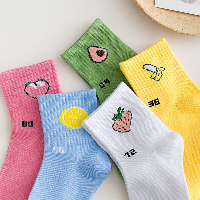 Female Cartoon Fruit Thigh High Socks