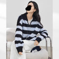 New Contrast Color Women's Loose Casual College Style Outerwear Sweater