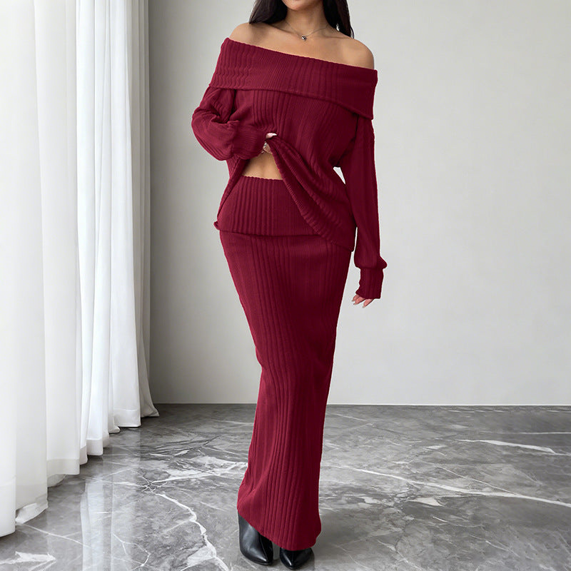 Off-shoulder Top Knitted Two-piece Women