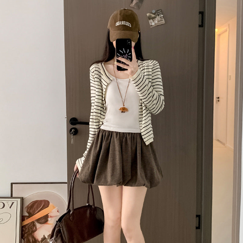 Glutinous Rice Bud High Waist Crimp Slimming Skirt