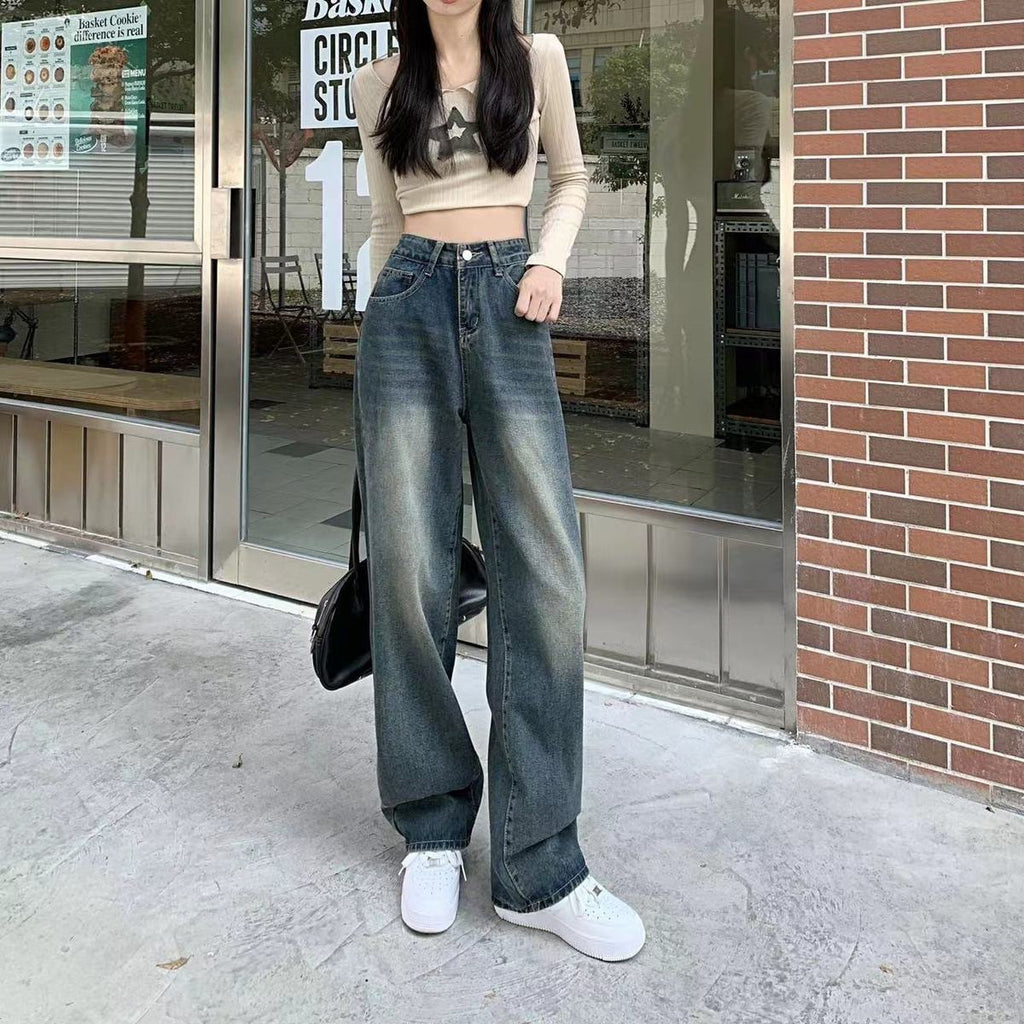 Loose High Waist Popular Straight Mop Pants