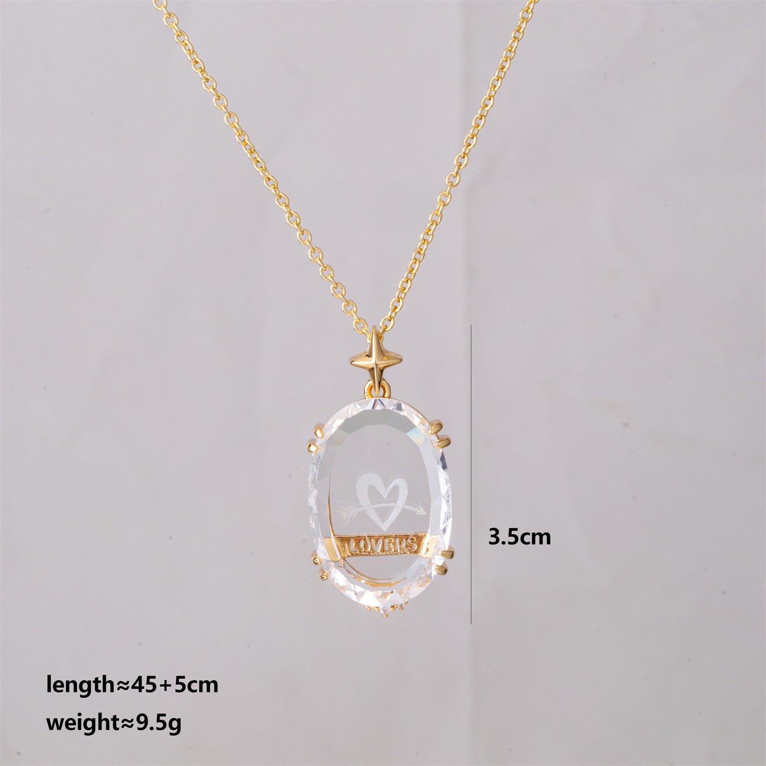 Fashionable Transparent Crystal Pattern Tarot Card Necklace