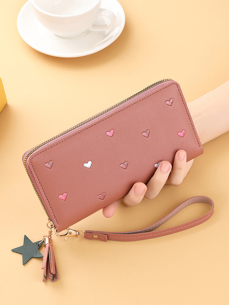 Cute Mini Embroidered Long Wallet For Women