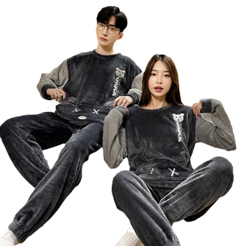 Coral Fleece Couple Plus Size Pajamas For Women