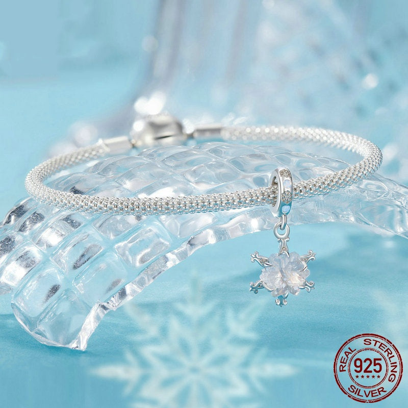 Winter Ice Flower Diy Bracelet Pendant S925 Sterling Silver Beads