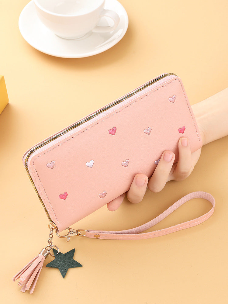 Cute Mini Embroidered Long Wallet For Women