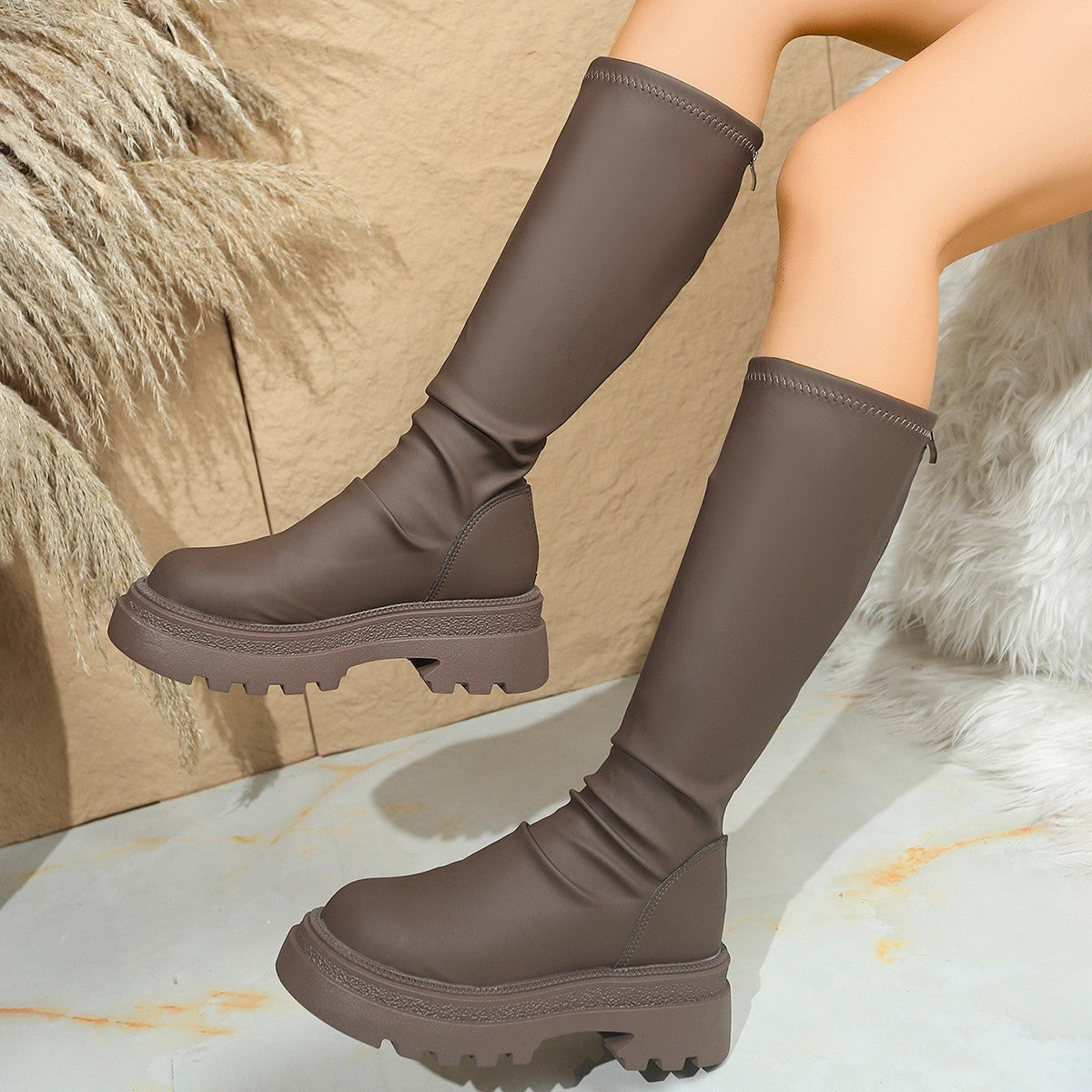 Women's Thick Bottom Retro Plus Size Boots