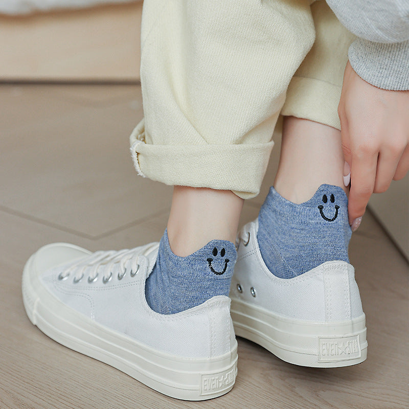 Women's Smiley Ankle Socks Thin Embroidery Ins Short Fashion Tight Socks