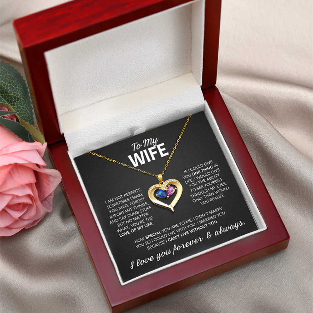 Two-tone Waterdrop And Heart Pendant Necklace