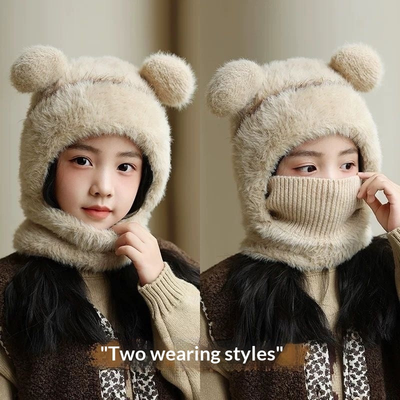 Childrens Wool Windproof Earflap And Insulated Hooded Hat