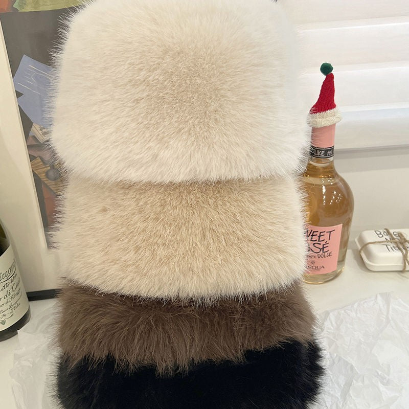 Fox-fur Beret For Women Ear Flap Style Perfect For Fall And Winter