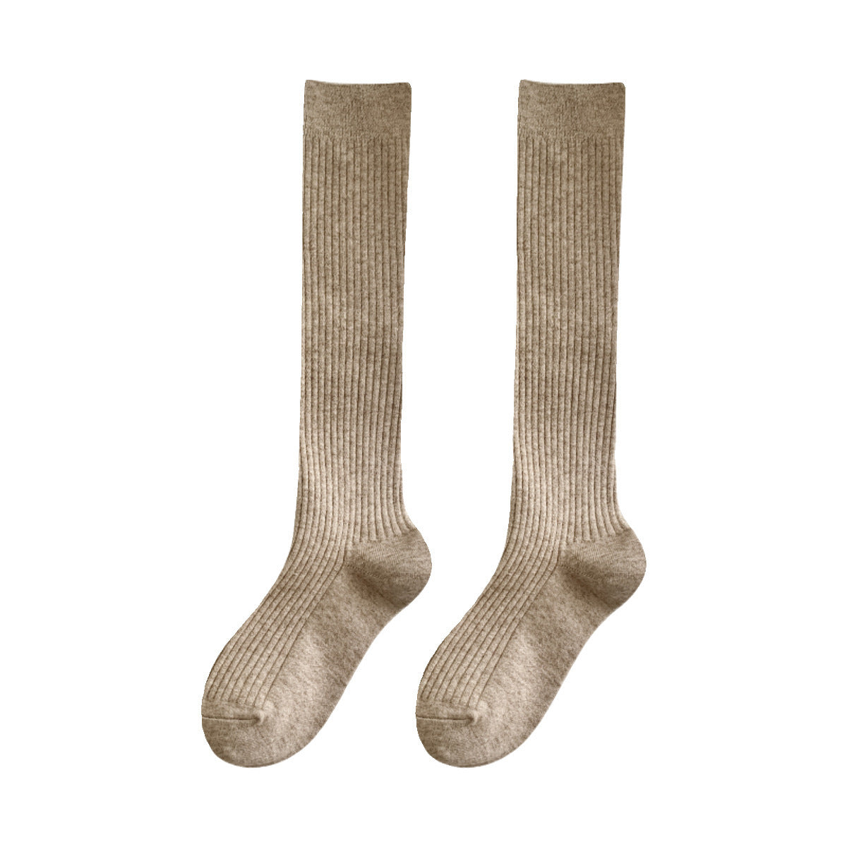 Autumn And Winter Solid Color Rib Fabric Warm Wool Calf Socks