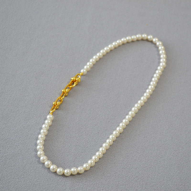 U-Clasp Artificial Pearl Design Elegant Collar Necklace For Women