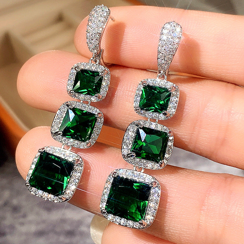 Shiny Square Zircon Earrings For Women