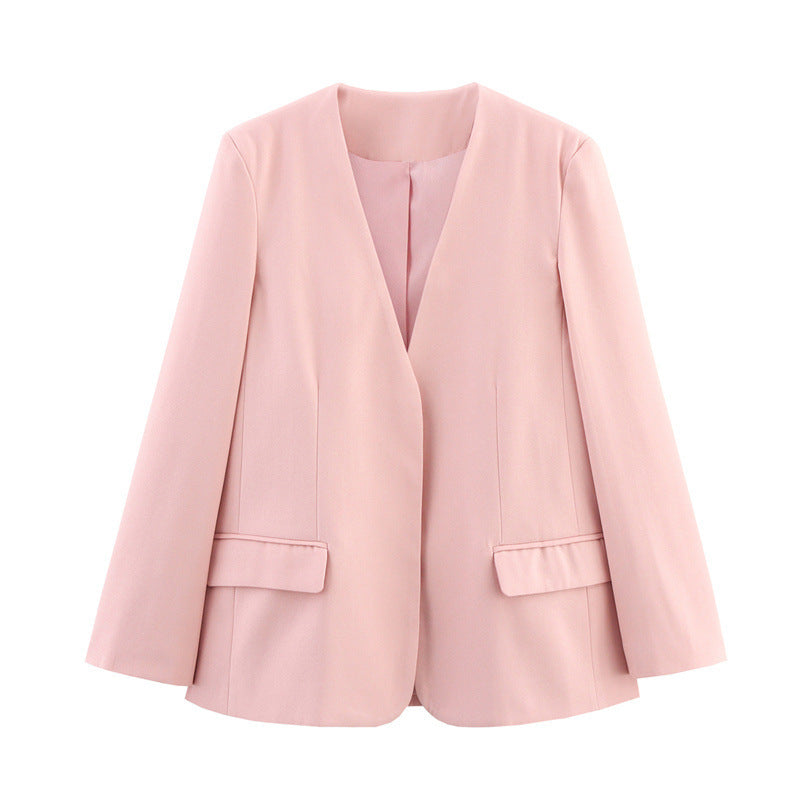 New Casual Exposed Collarless Blazer