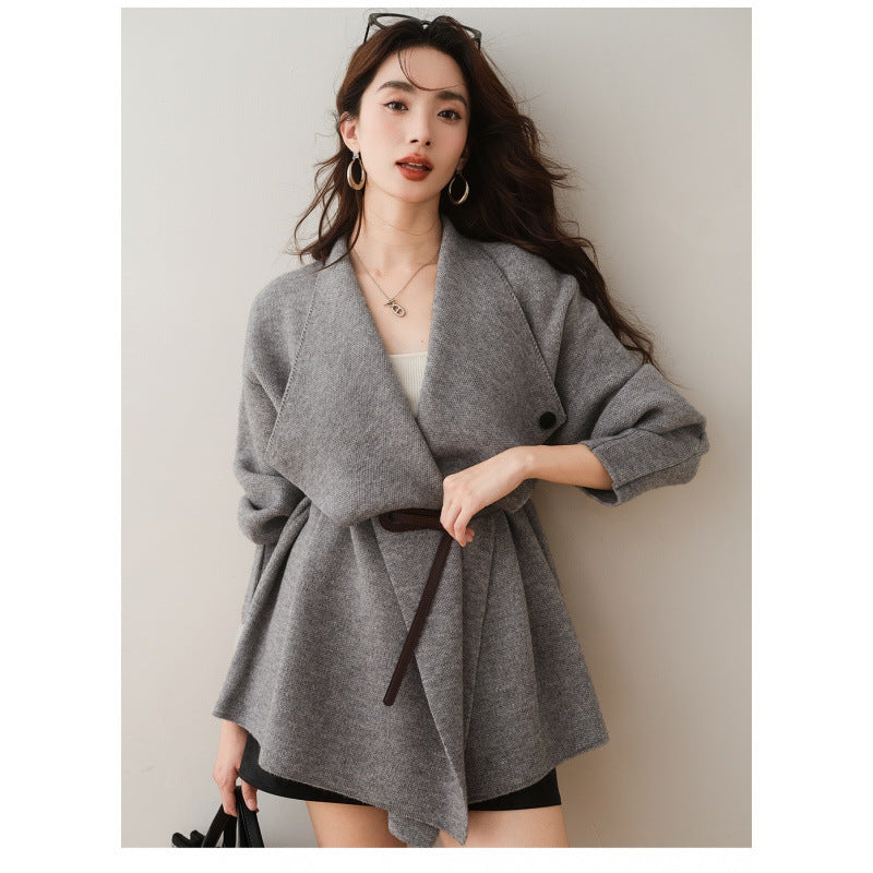 High-grade Large Lapel Sweater Coat For Women
