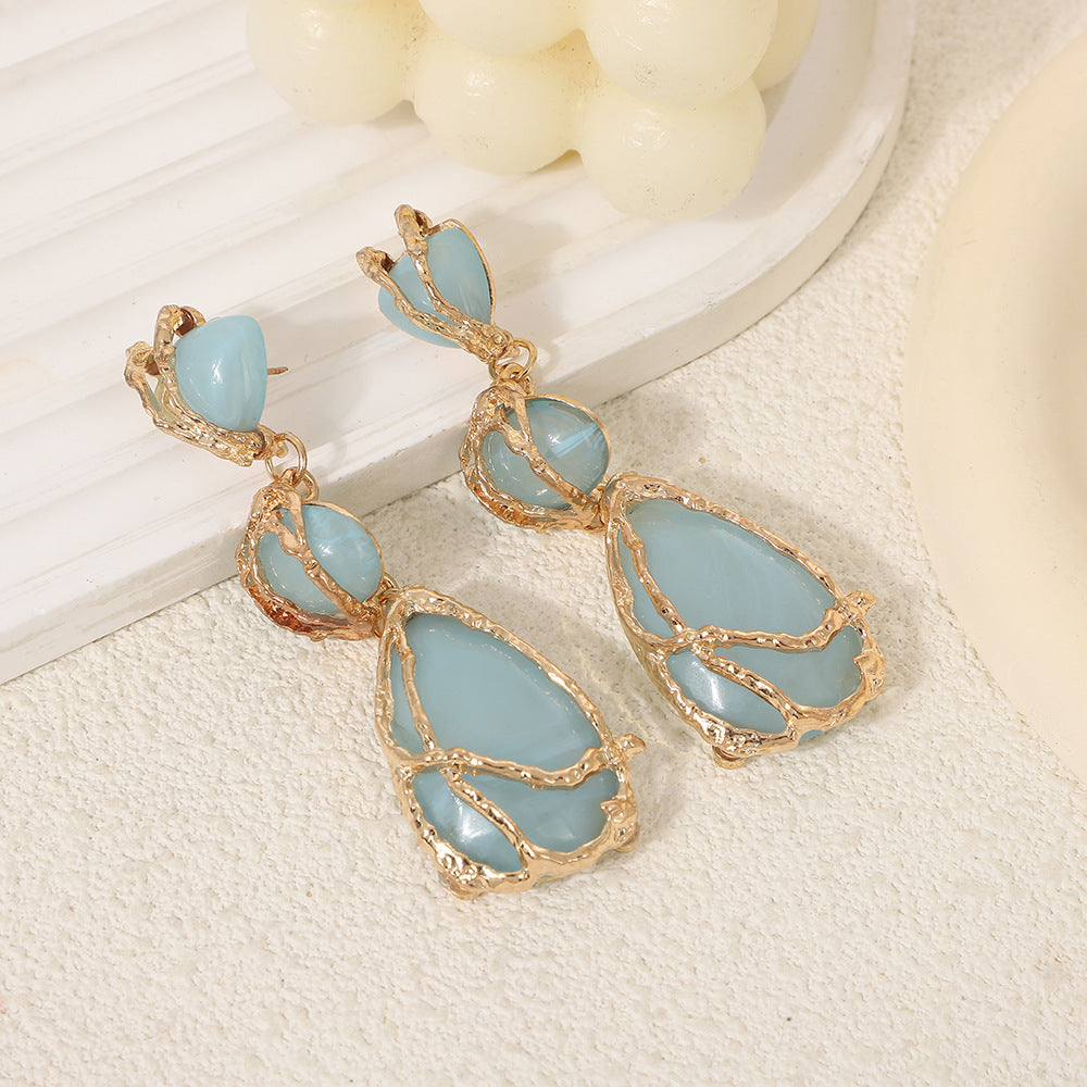 Personalized Acrylic Pendant With Geometric Splicing Resin Earrings