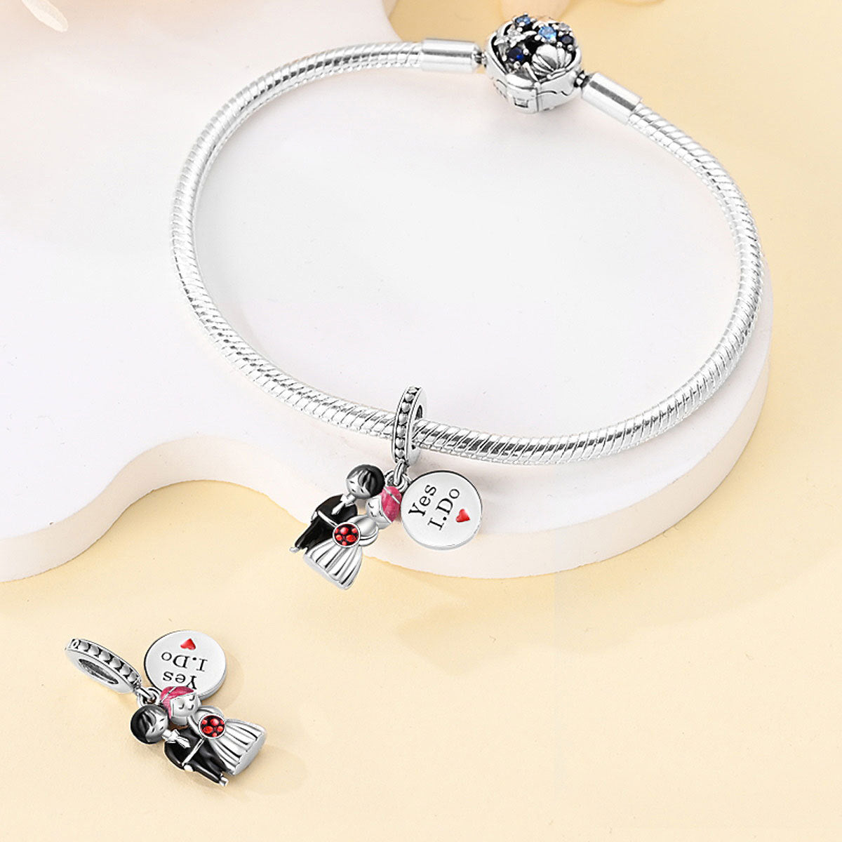 Hot Copper Silver-Plated Romantic Date DIY Beaded Pendant Accessories