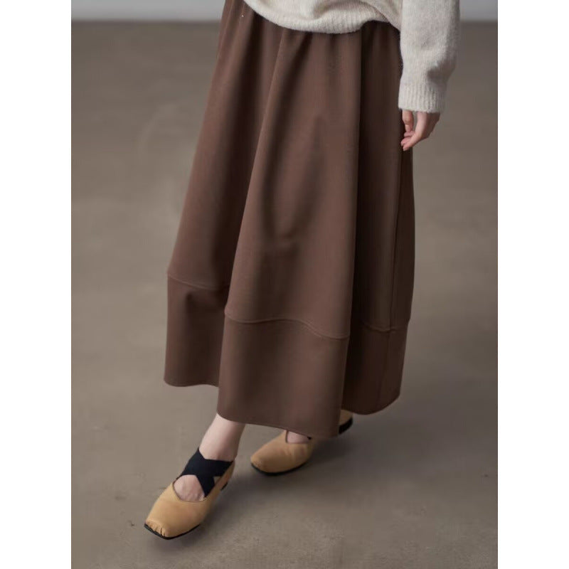 Commuter Woolen Solid Color Bud Skirt Women