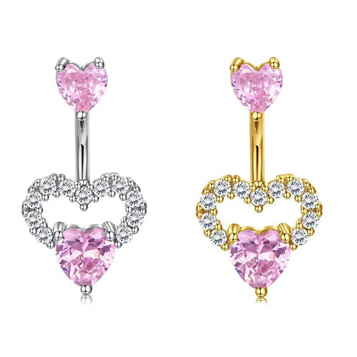 Hot Sale  Zirconium Loving Heart Zircon Navel Stud