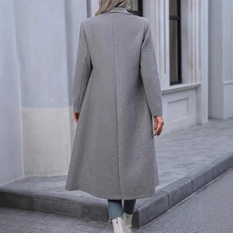 Woolen Long Slim-fit Women's Coat